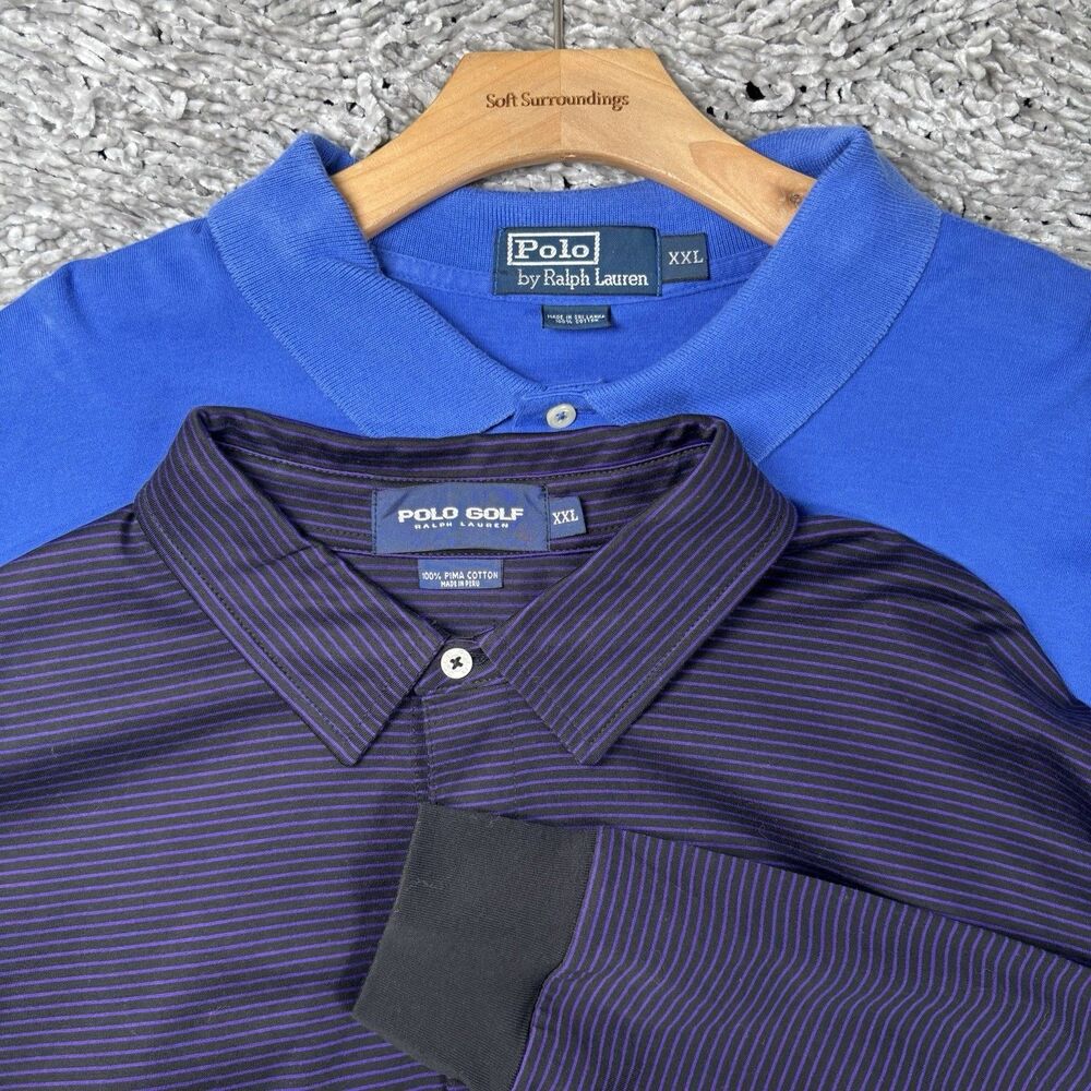 Polo Ralph Lauren Polo Shirt Lot of Two Mens XXL Long Sleeve Preppy Golf Stretch